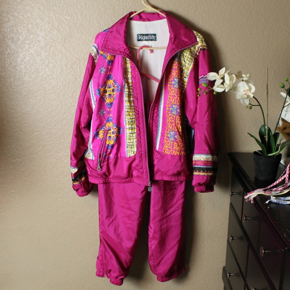Vintage Geometric 2 Piece Windbreaker Track Suit